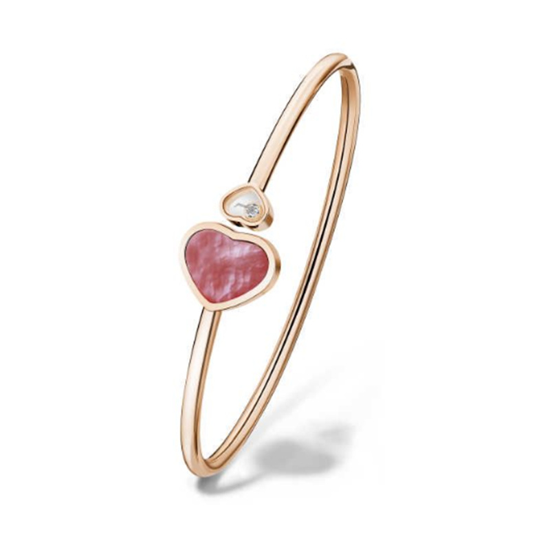 【包税】chopard/萧邦 女士经典款快乐爱心系列18k金和粉珍珠母手镯