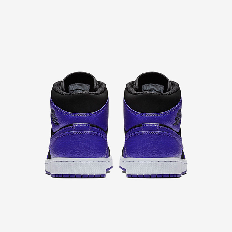 Air Jordan 1 Mid AJ1中帮 黑紫脚趾葡萄 男子篮球鞋 554724-051