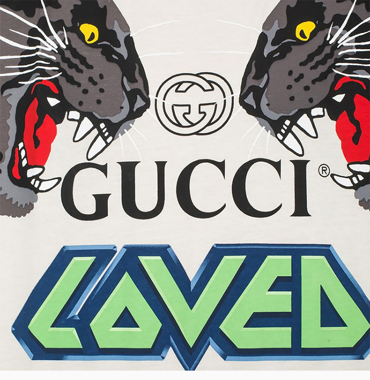 gucci/古驰 男士白色棉质logo印花圆领短袖t恤