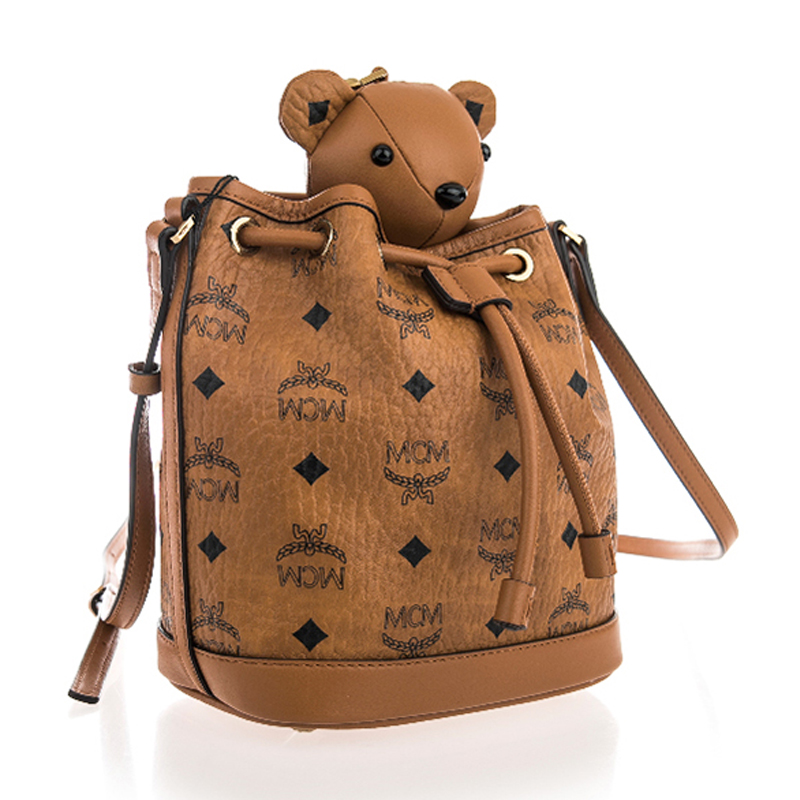 mcm/mcm 女包 女士棕色皮质小熊玩偶单肩包myz8axl47 co001