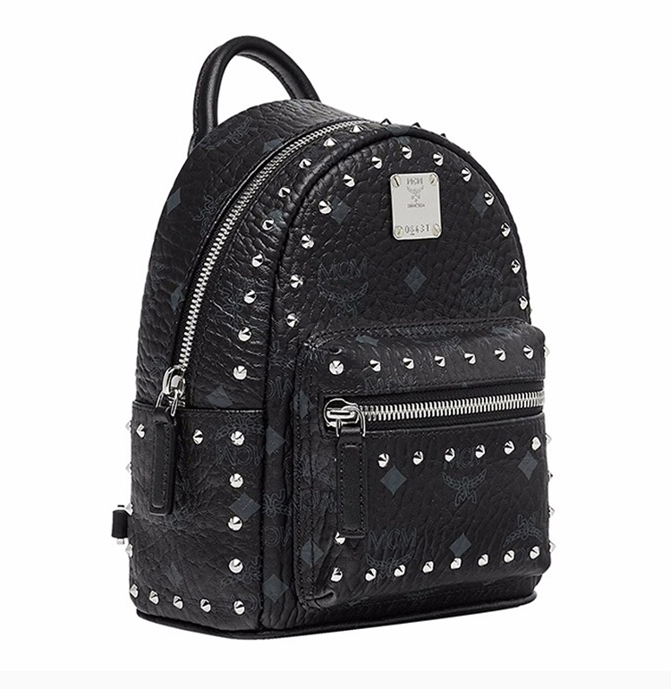 mcm 女士棕色铆钉经典logo印花超迷你双肩包背包旅行包 mmk8ave04co