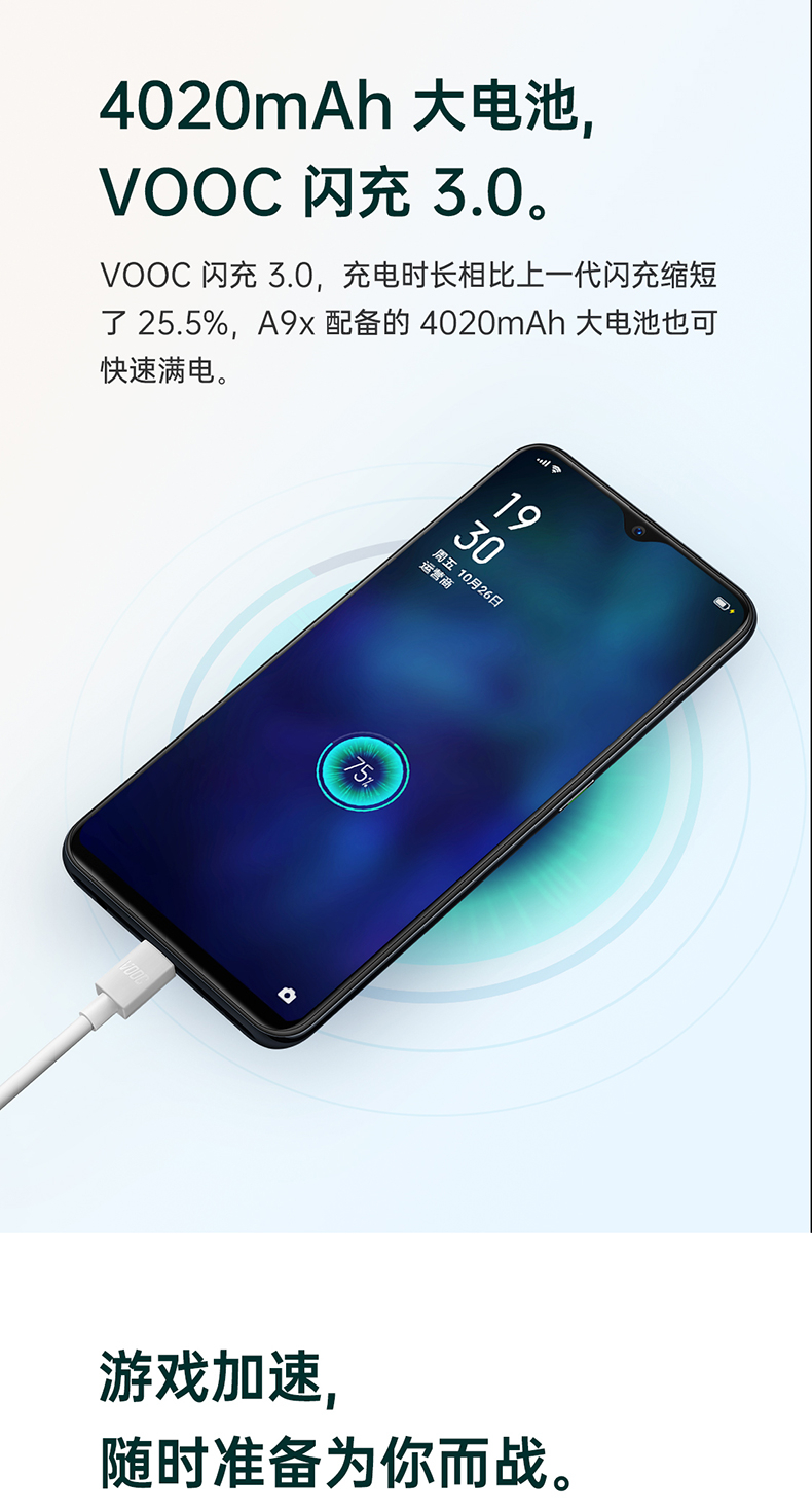 手机 oppo a9x 4800万像素 vooc闪充 6gb 128gb 全网通4g 全面屏拍照