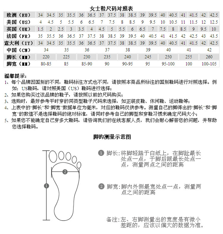 prada女鞋尺码对照表图片