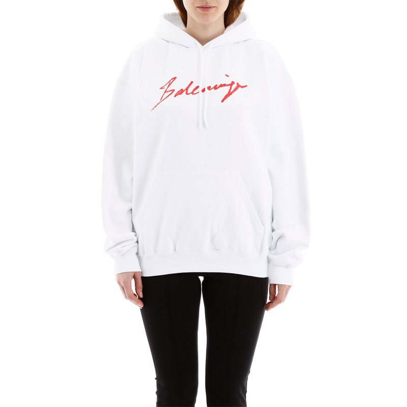 【19年秋冬】balenciaga/巴黎世家 女士白色连帽衫卫衣 583222/tfv64