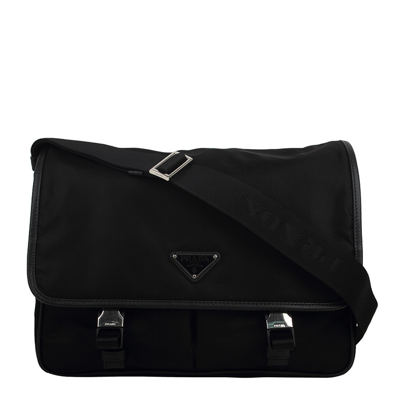 prada/普拉达男士黑色尼龙单肩斜挎邮差包2vd768064olof0002