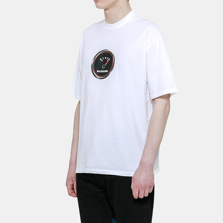 balenciaga/巴黎世家 白色男士纯棉平纹针织短袖t恤 570805-teva3