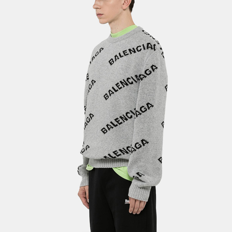 balenciaga/巴黎世家 灰色圓領男士針織衫/毛衣 534418-t1471-1262