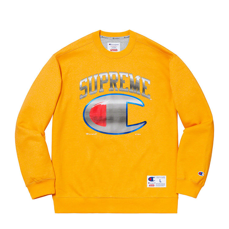 【supreme x champion】预售 supreme 19ss champion chrome crewneck