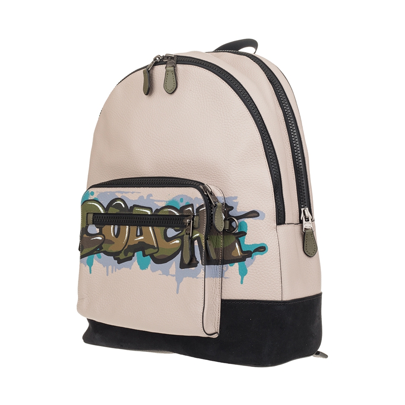 【包税】coach/蔻驰太空系列space牛皮徽章情侣款双肩书包26075