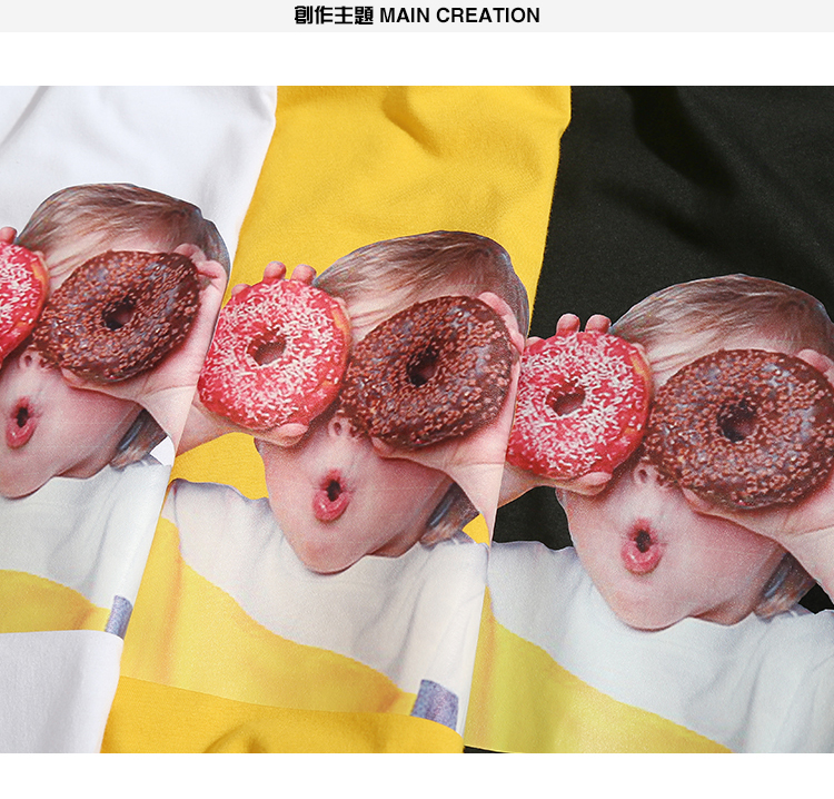 嘿帕/heipar 欧美潮牌甜甜圈t恤运动 宽松人物头像短袖 夏季男女情侣