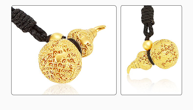 zhongye gold/中冶黄金 古法黄金花丝葫芦吊坠足金男女款项链项坠挂坠