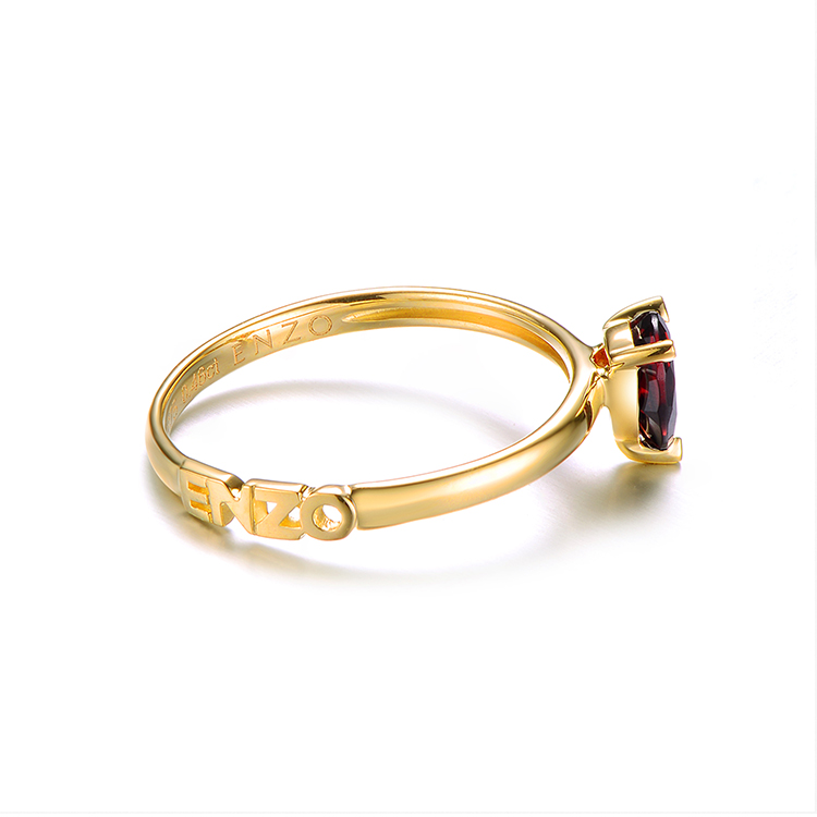 enzo/enzo珠宝 9k金天然石榴石戒指 排镶彩色宝石女排戒
