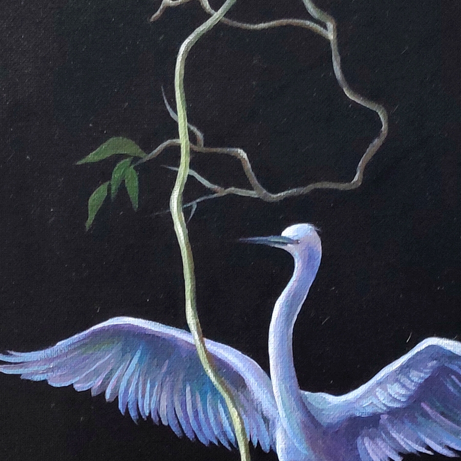 【secoo art寺库艺术 丙烯油画】吴小慧《白鹭-2》/30x40cm/丙烯