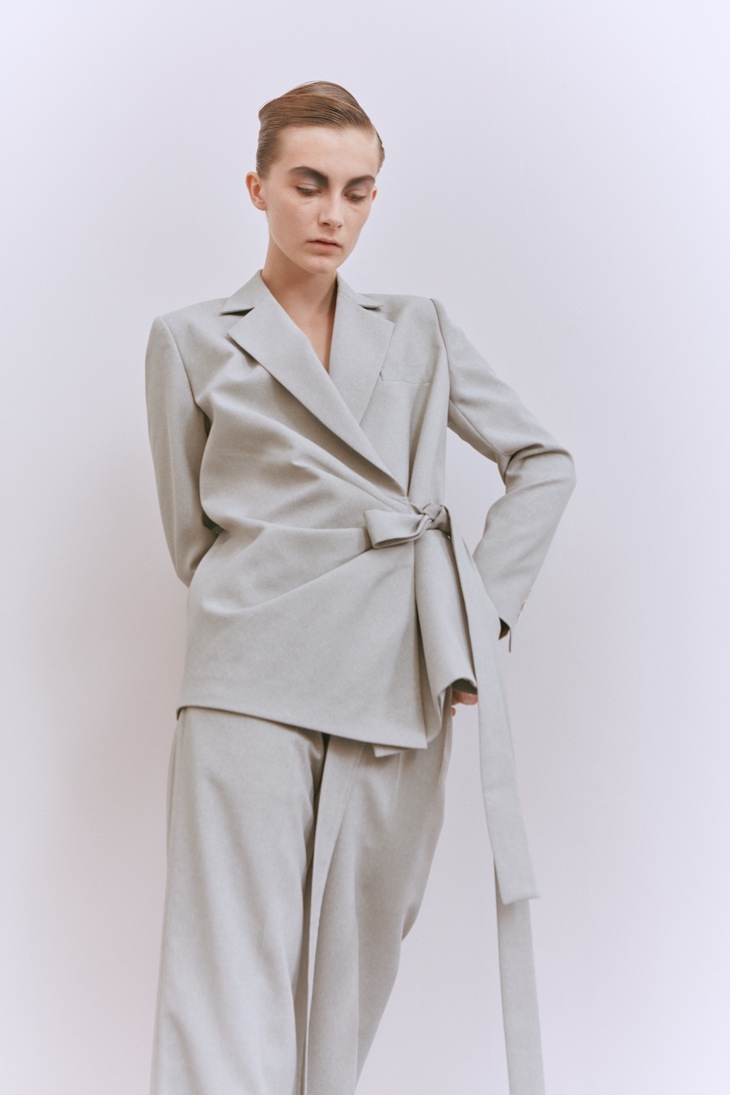 rflexion/rflexion 19春夏 女士西服 系带褶皱西装