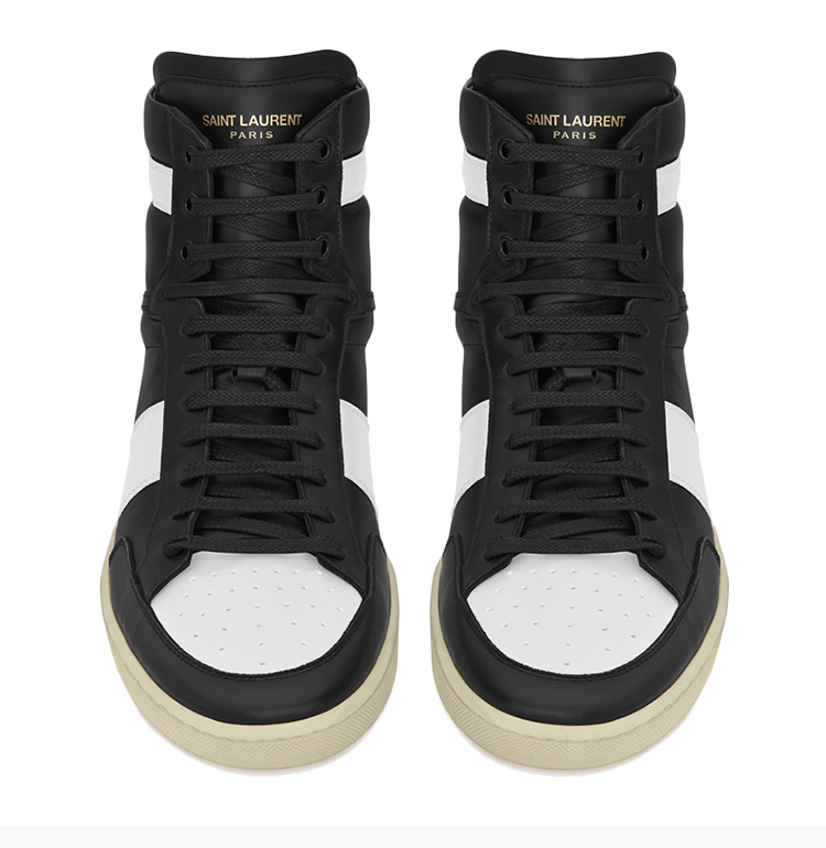 saint laurent paris/圣罗兰 ysl court classic 男士拼色小牛皮高帮