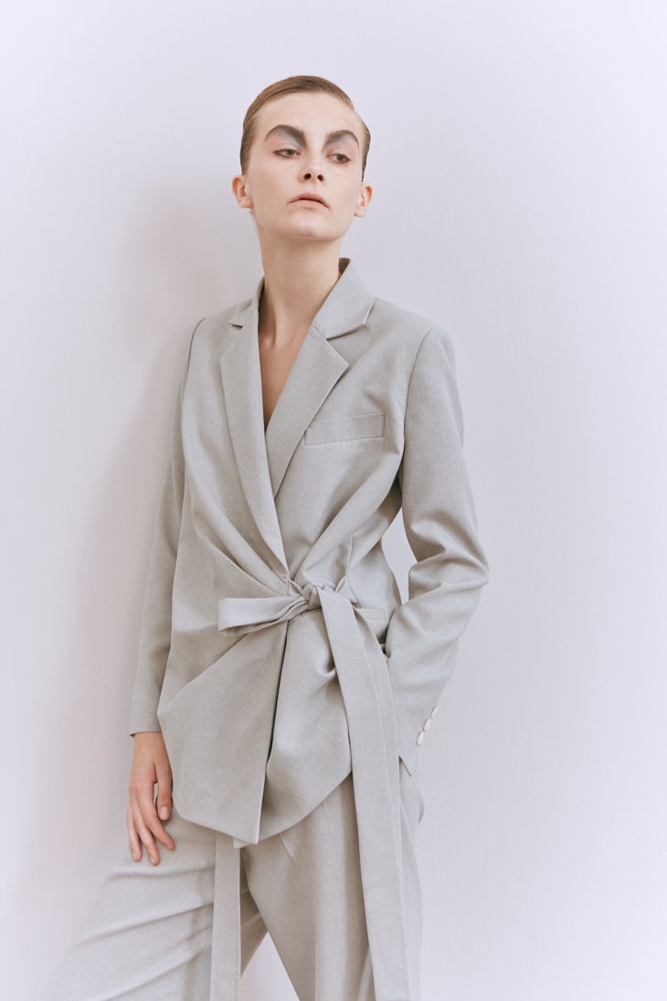 rflexion/rflexion 19春夏 女士西服 系带褶皱西装