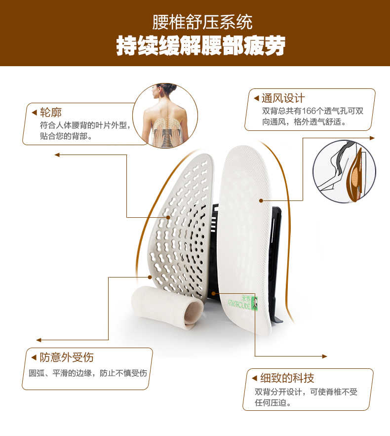 米乔减压腰垫进口款腰靠护腰汽车办公用