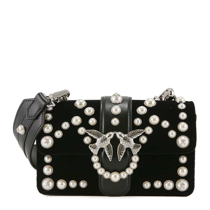 pinko/品高 女士丝绒印花燕子单肩包