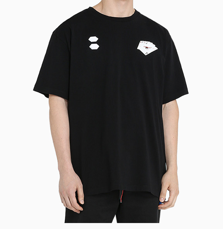off white/off white 19秋冬 男士黑色棉质logo图案印花圆领短袖半袖