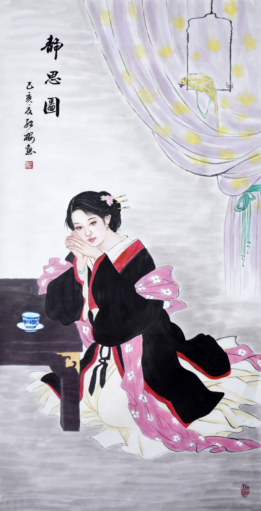 陈红梅 《静思图》/68x136cm/传统水墨