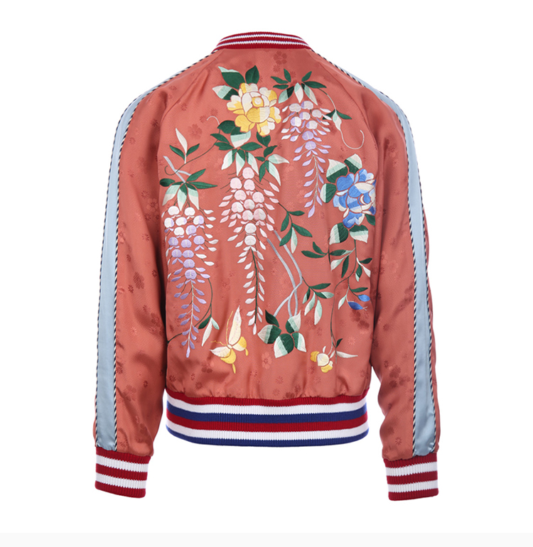 gucci/古驰 铜氨纤维花卉刺绣印花 男士夹克外套