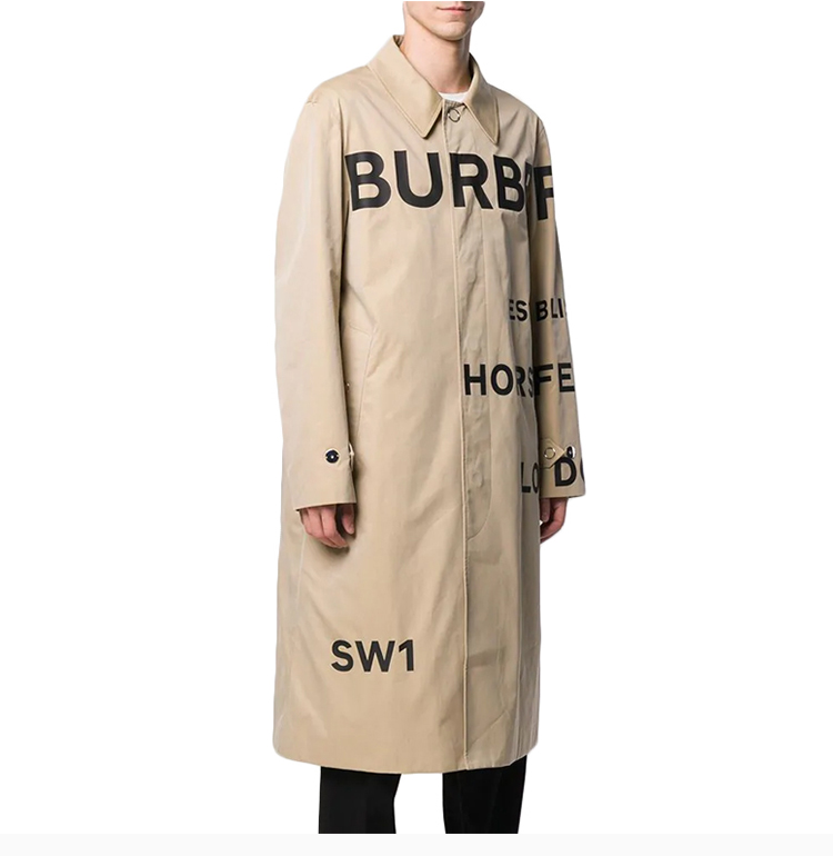 burberry/博柏利 19秋冬 男士浅棕色棉质字母logo时尚复古风衣大衣