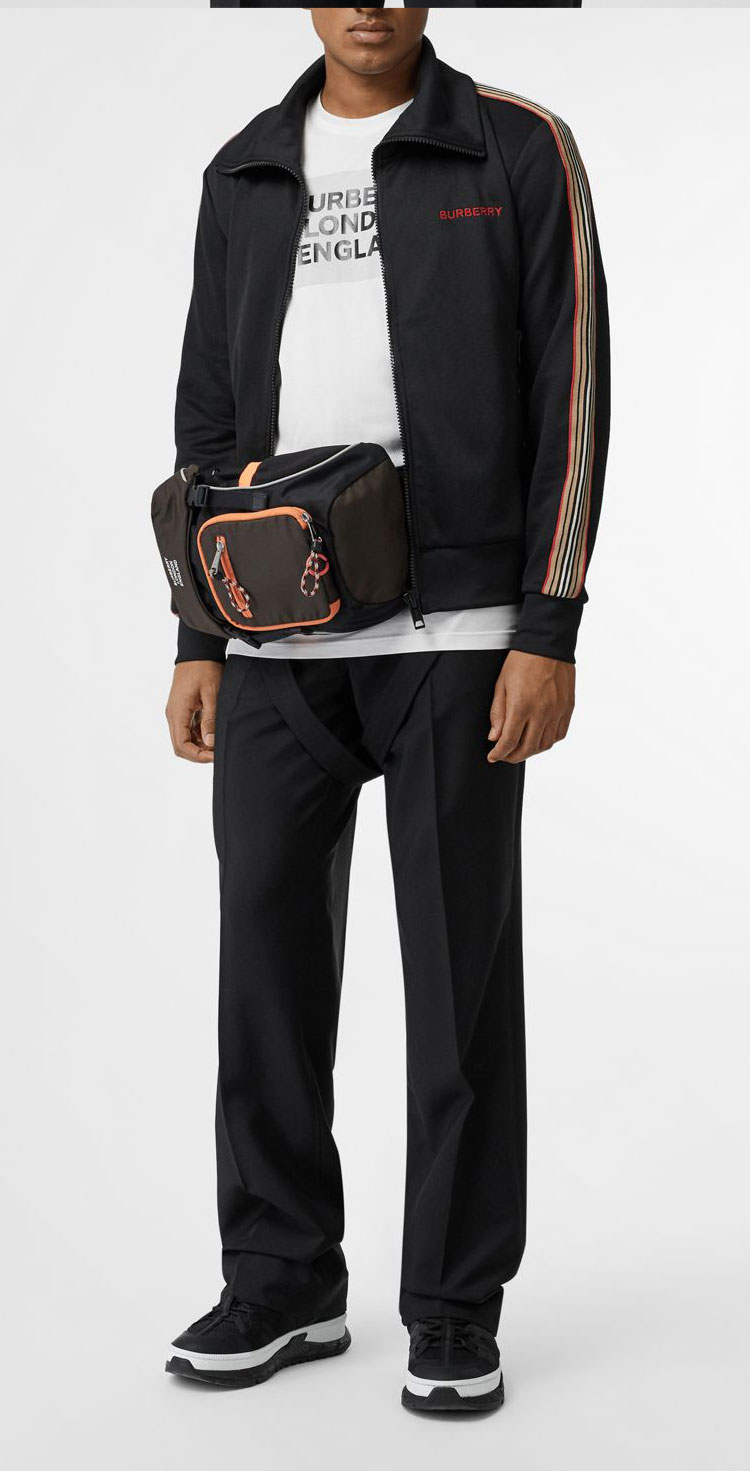 burberry/博柏利 19秋冬男士字母刺绣徽标装饰标志性条纹高领运动拉链