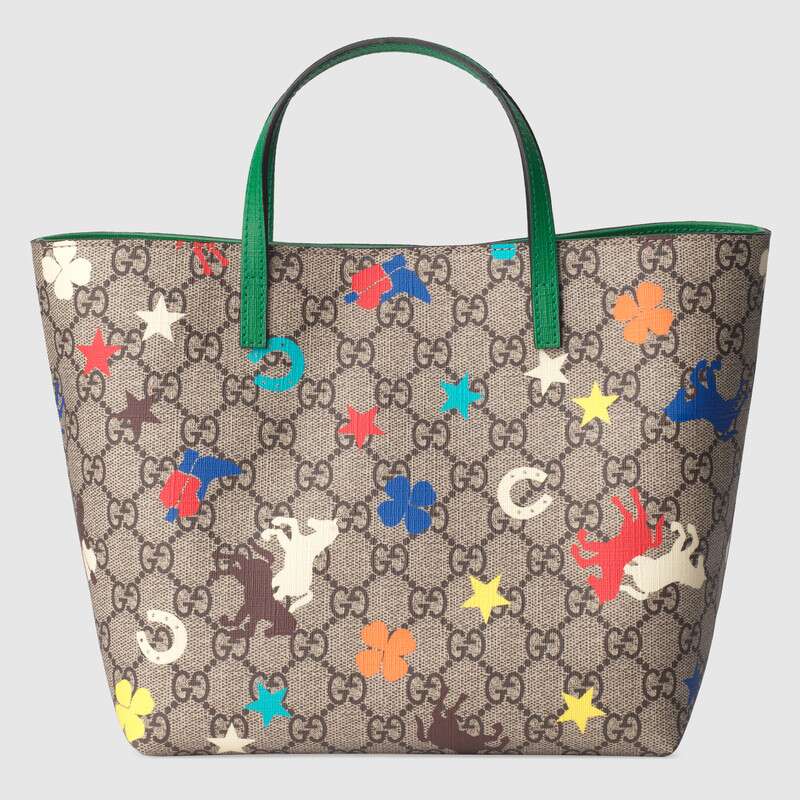 2-4周发货-gucci/古驰 supreme 儿童 gg马术图案印花农场托特包手提包