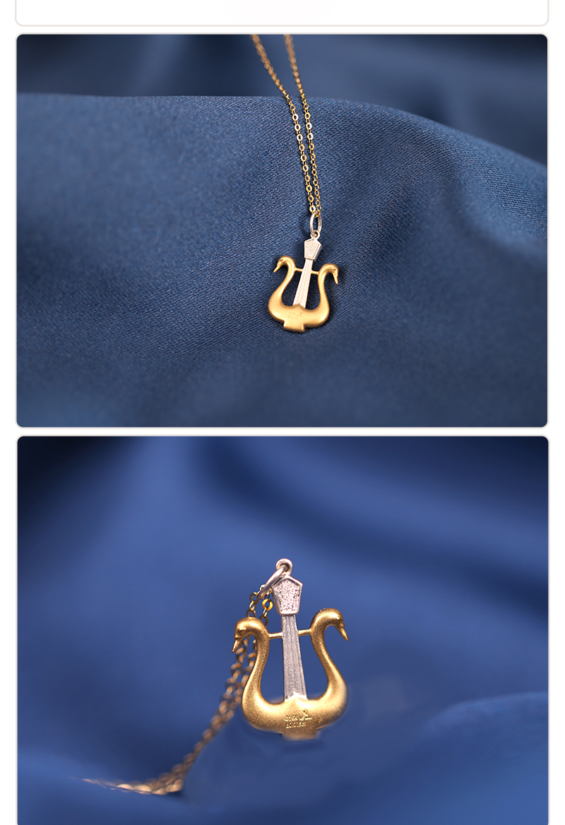 [品牌:maijinwang/买金网] 典雅诗琴k金镶钻项链女款女款气质型礼物