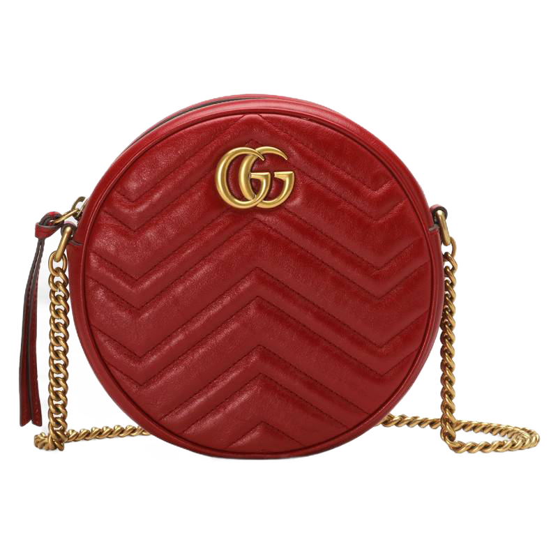 gucci/古馳 女包雙g marmont復古迷你圓餅包單肩斜挎鏈條包550154