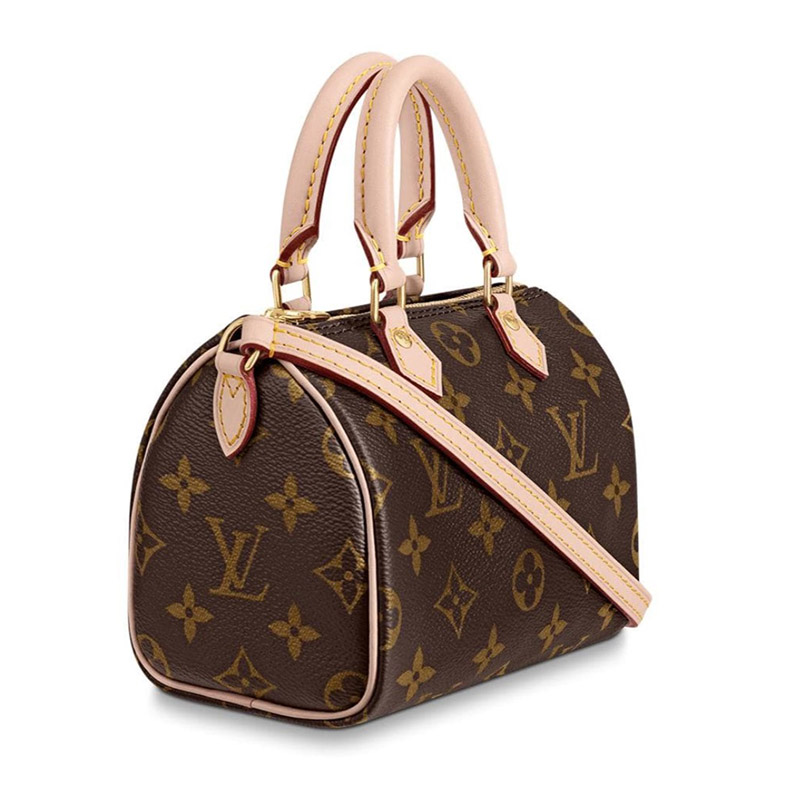 louis vuitton/路易威登lv女包nano speedy老花单肩包波士顿包m61252