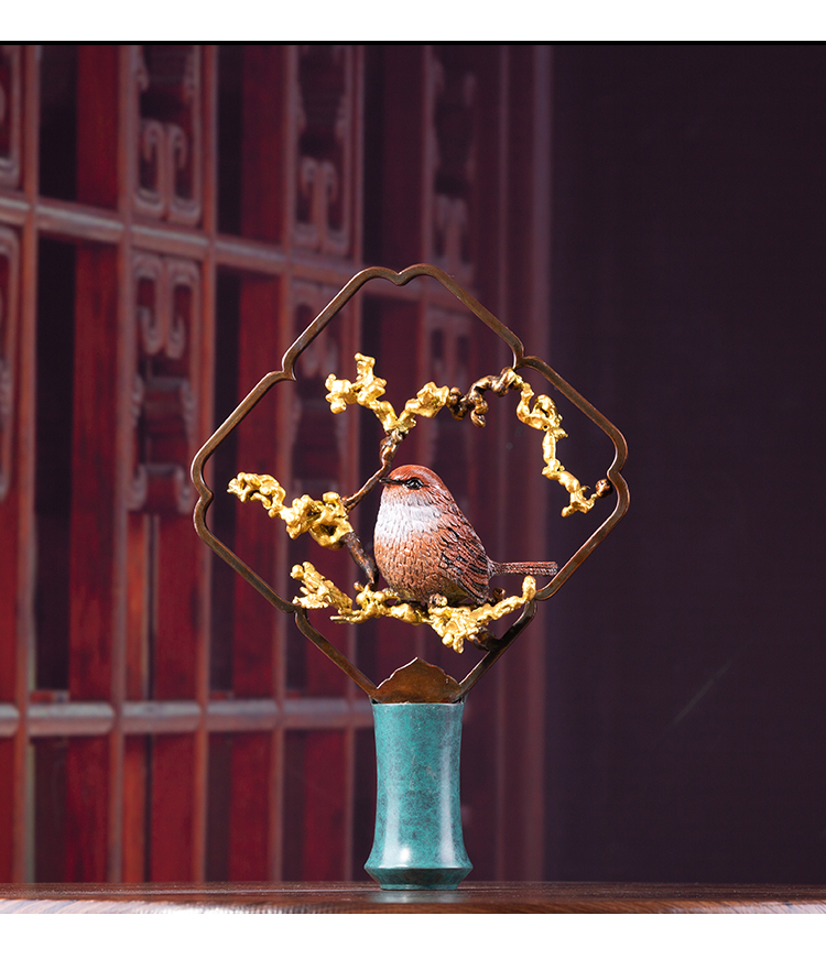 浙江工艺美术大师朱军岷作品 欣喜雀跃 非遗家居铜喜鹊摆件艺术品限量