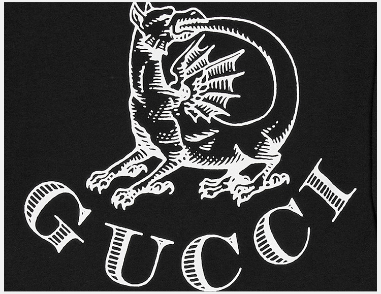 【包邮包税】gucci 古驰 男装 服饰 龙形请帖棉质长袖t恤 男卫衣