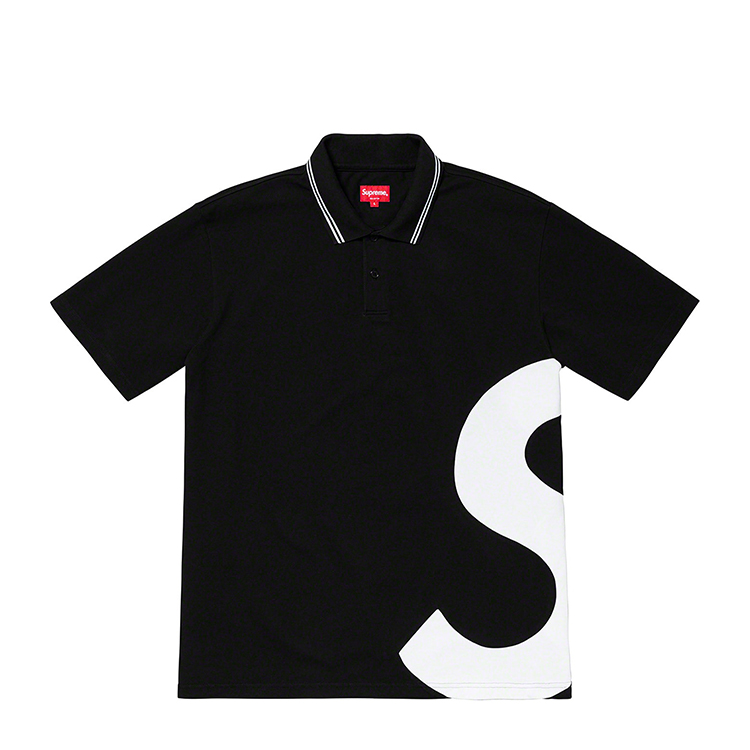supreme 19ss s logo polo 大logo 运动短袖polo衫