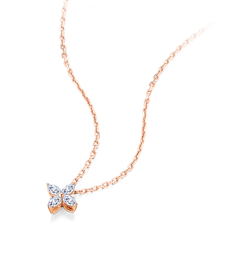 zocai/佐卡伊 18k金玫瑰金色钻石项链女时尚群镶异形钻锁骨链