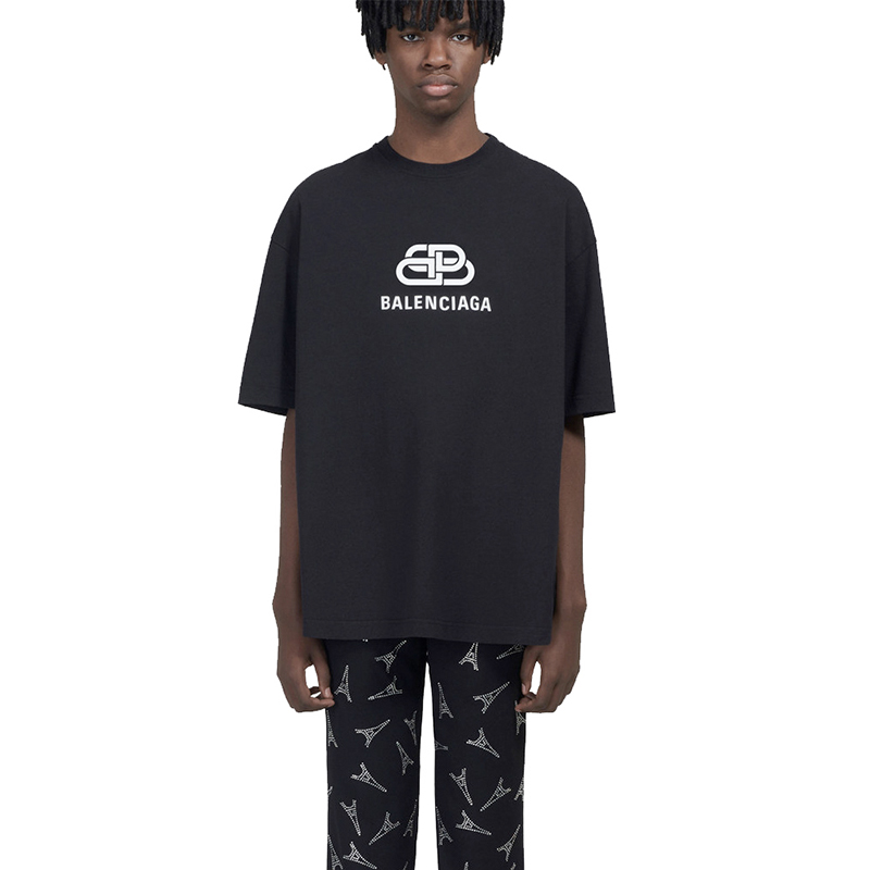 balenciaga/巴黎世家19春夏oversize bb印花男士短袖t恤