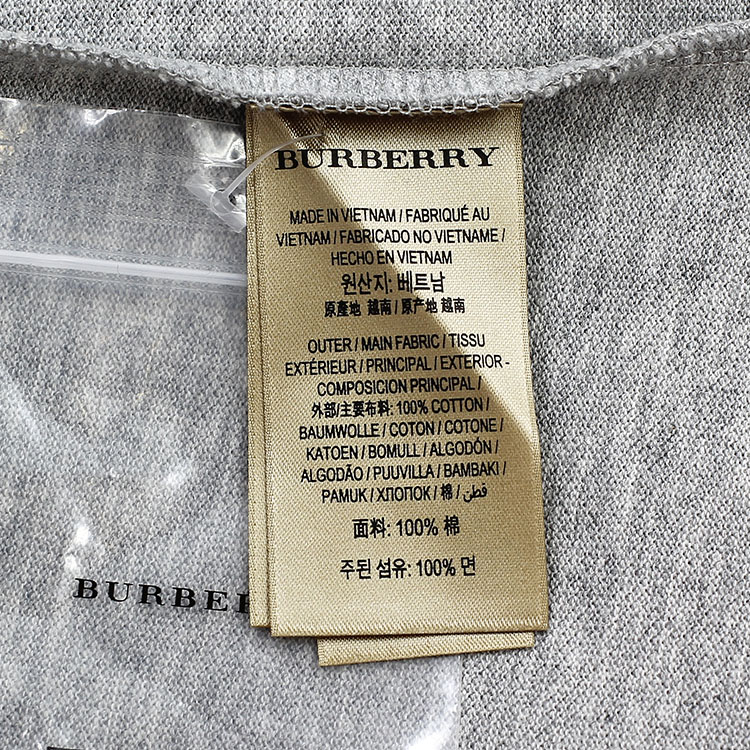 burberry/博柏利春夏经典战马标 朱地网纹 纯棉格纹领口 浅灰色翻领