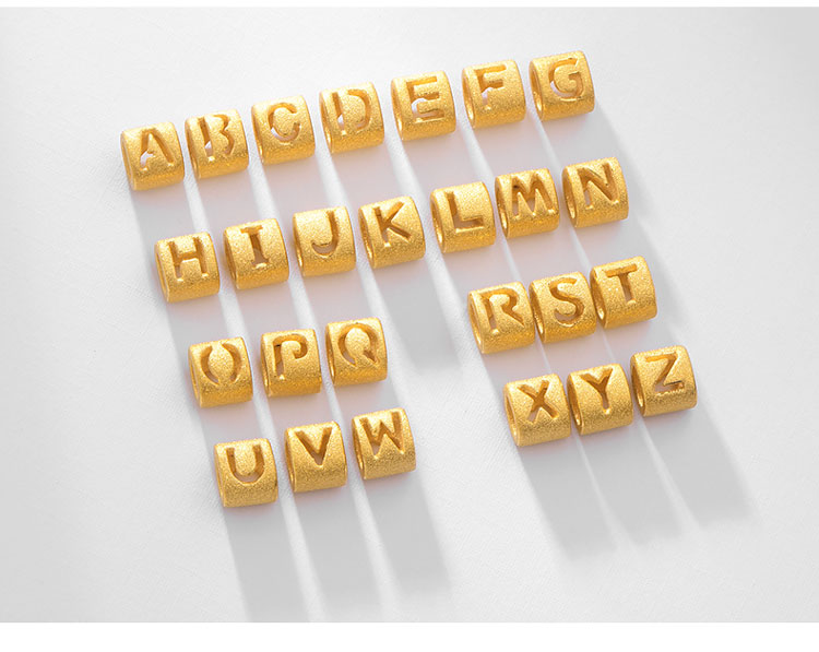 mingr/明牌珠宝 黄金串珠 3d硬金足金26个英文字母di