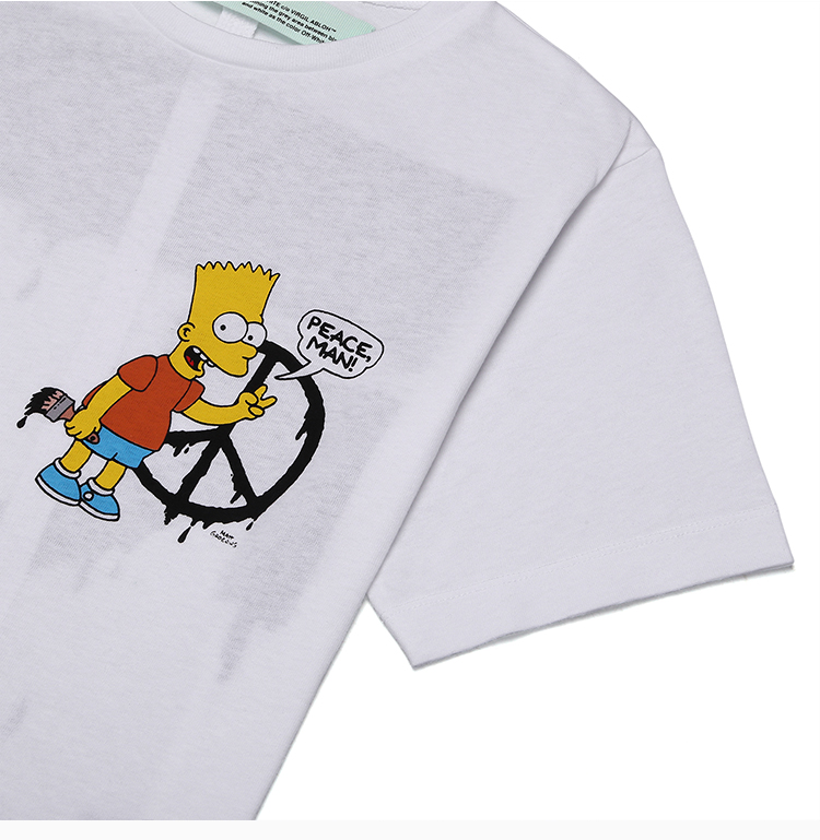 男士短袖t恤】off white/off white 19春夏 辛普森联名系列 男士白色