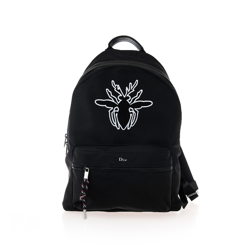 dior/迪奥 黑色尼龙蜜蜂印花双肩包 1pfba064yca h03e