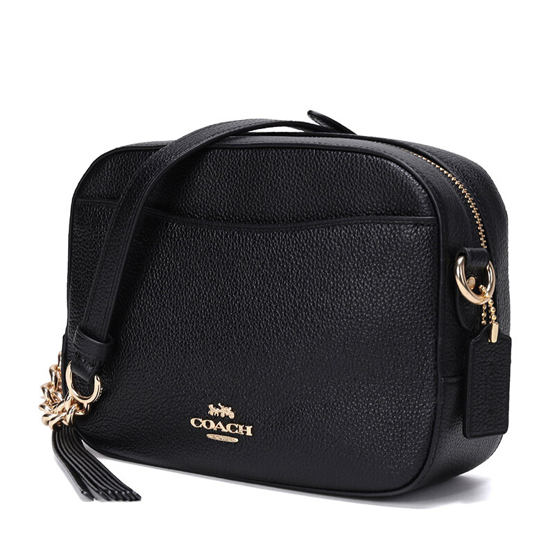 【19新款】coach/蔻驰 女包 黑色 抛光粒面皮质单肩斜挎包 29411 li