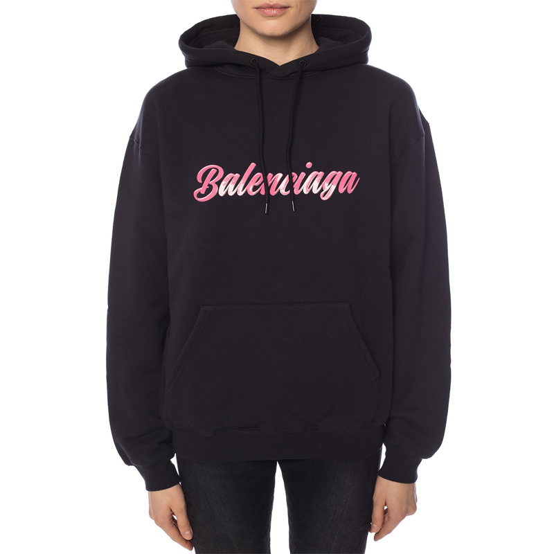 【19秋冬新款】balenciaga/巴黎世家 女士logo徽标印花连帽衫卫衣