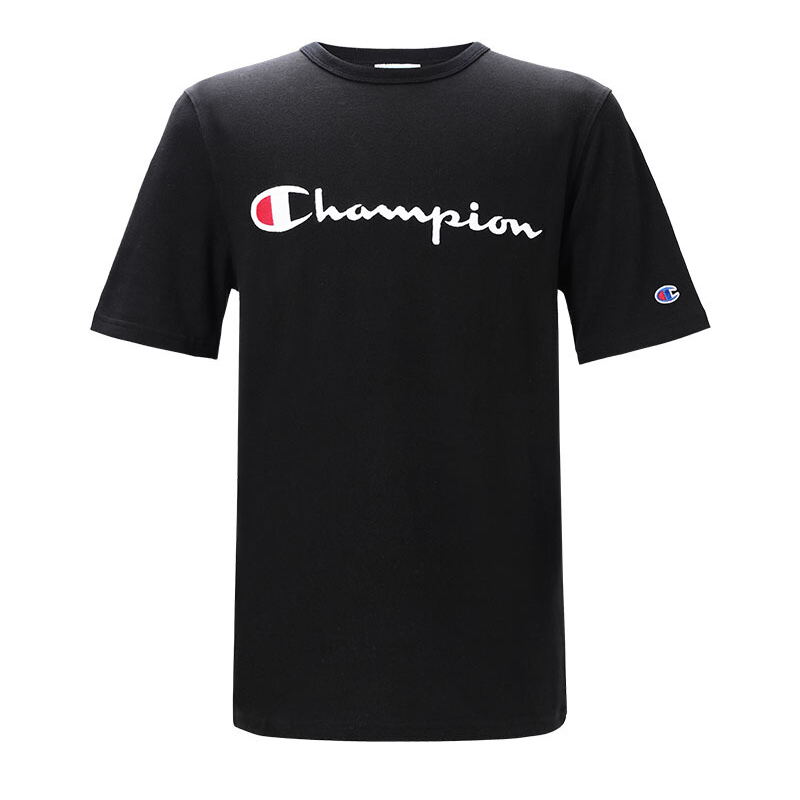 19年春夏 champion/冠军 美版刺绣草写logo短袖运动t恤宽松男女情侣