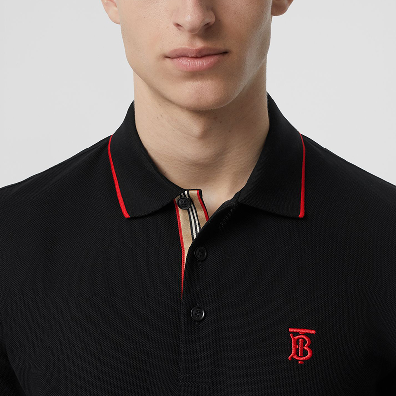 burberry(博柏利) 黑色棉质男士短袖polo衫 xxxl#【北京同城闪送】