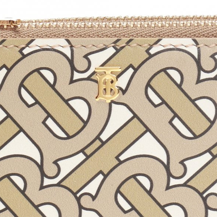 burberry/博柏利 【19秋冬新款】女士白色米色印花小牛皮tb图案拉链零