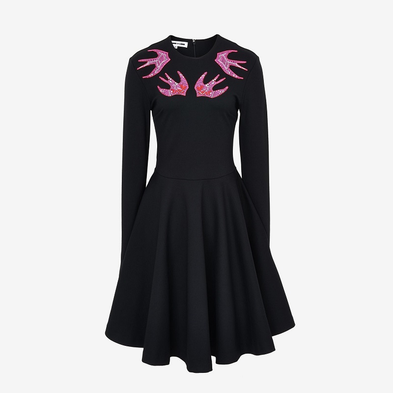 mcq alexander mcqueen 女士燕子刺绣长袖圆领连衣裙 407851rhj561000