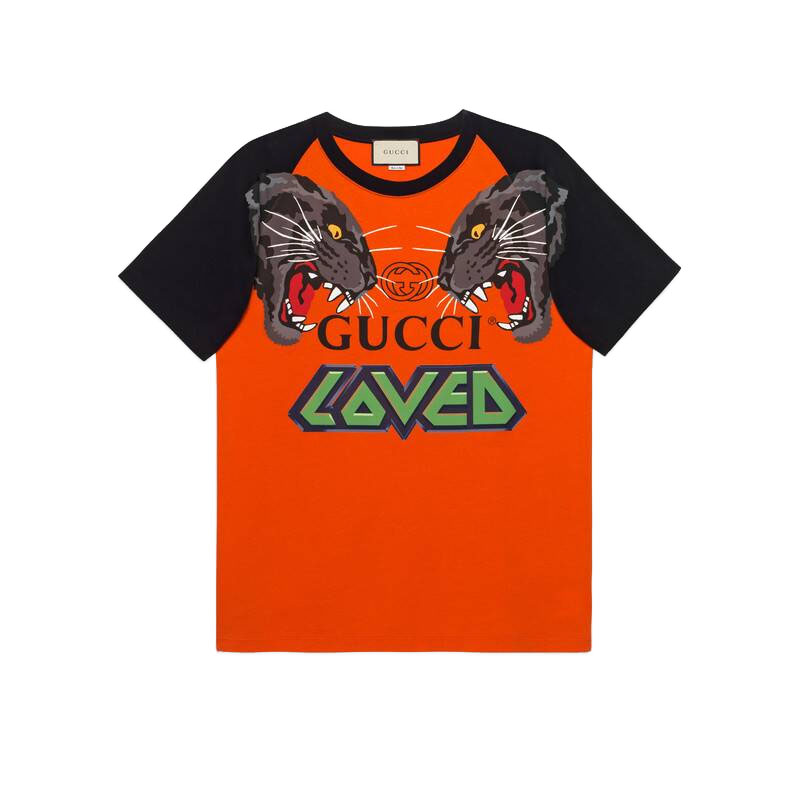 gucci 19秋冬男士老虎圖案超大造型t恤 549099 xjai1 7252【正品 價格