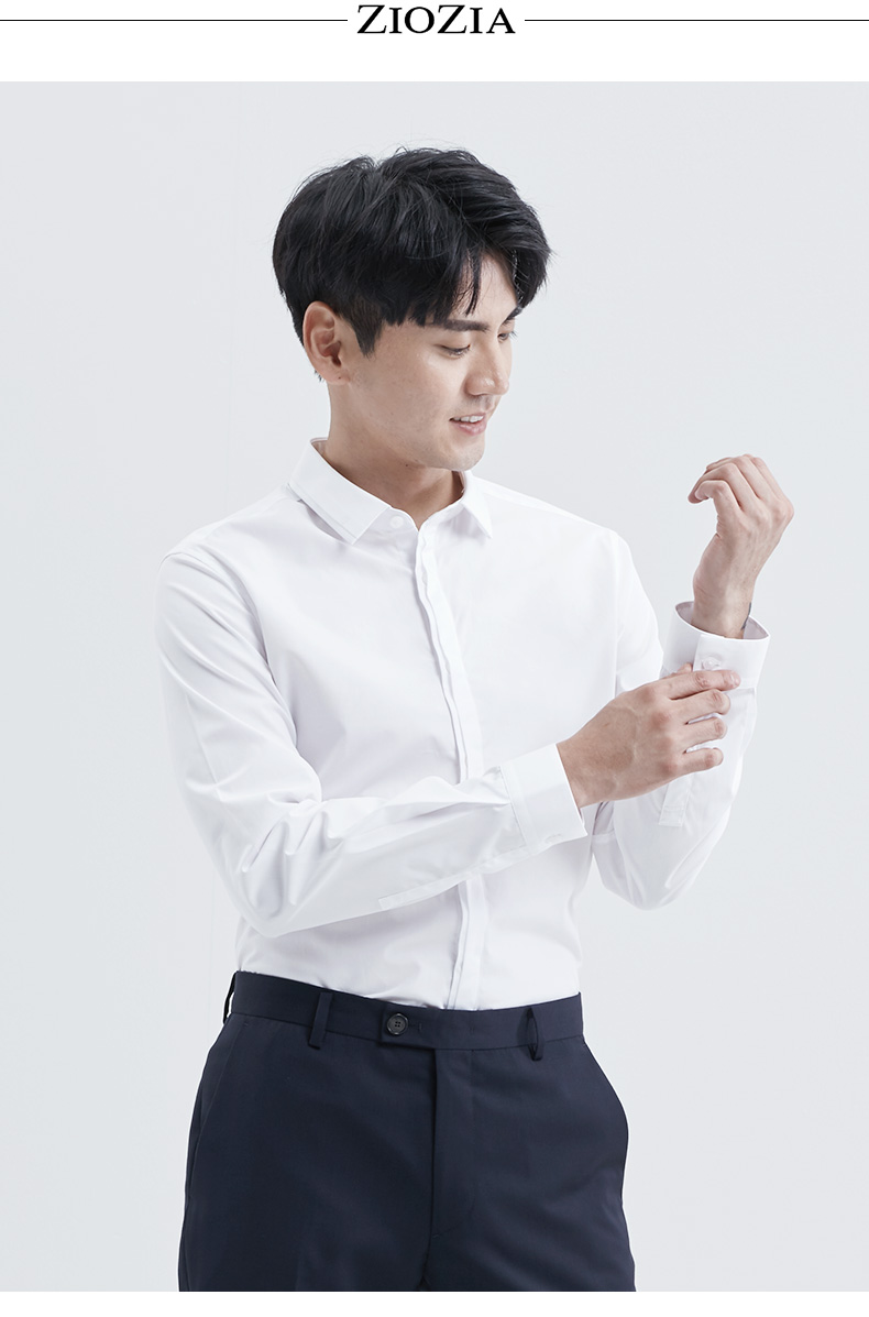 衬衫白色修身时尚都市绅士秋季款式男款上衣男士长袖衬衫jzz1wd1506