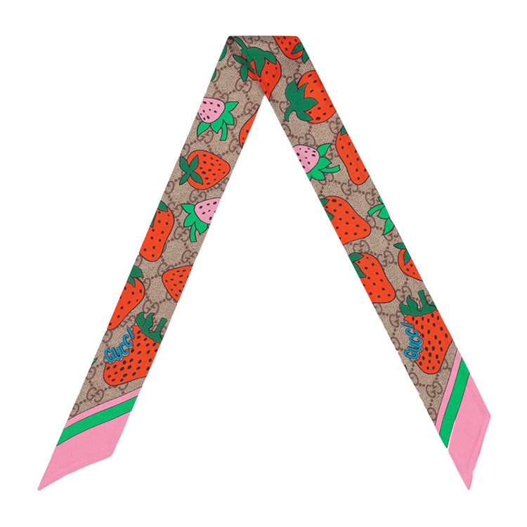 gucci/古驰 gg草莓印花领结丝巾#577866 3g001 9772