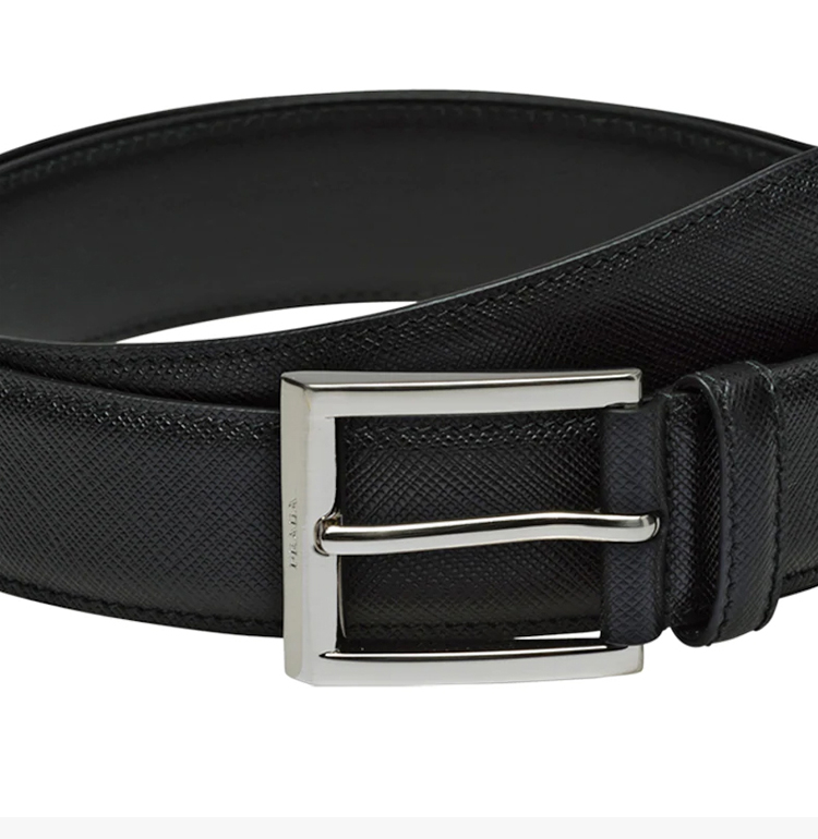 prada/普拉达 男士时尚黑色牛皮时尚简约针扣皮带腰带